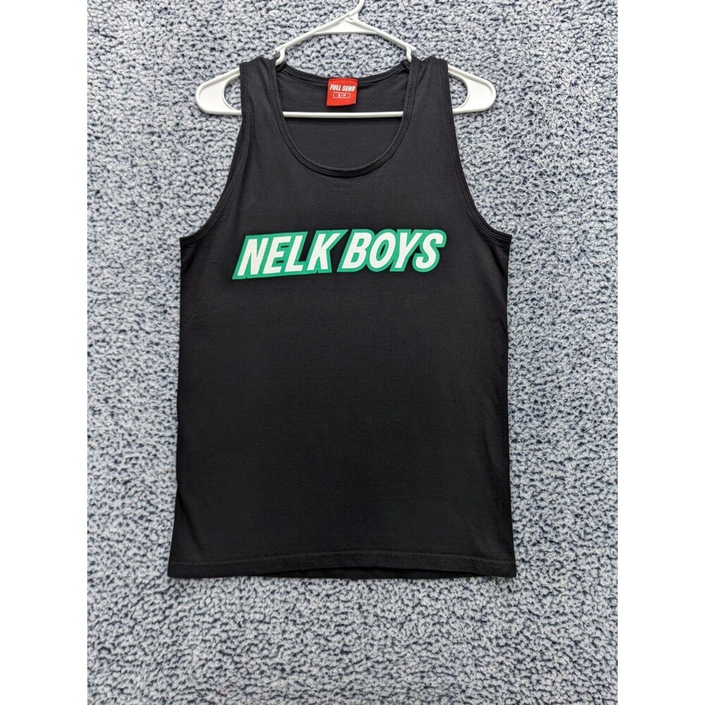 Full Send Nelk Boys Tank Top Size S Podcast Sleeveless Spellout Workout Black